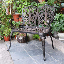 Sedia doppia per il tempo libero all'aperto, panchina da cortile cava scolpita in ferro, panchina da giardino antiruggine e protezione solare, usata per portico, terrazza, giardino, prato