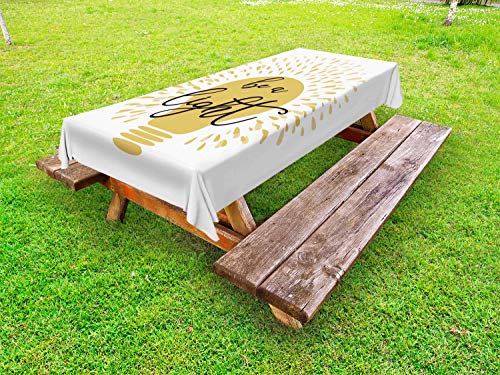 ABAKUHAUS Detto Tovaglia da Esterno, Formulazione Cursive su Una Lampadina, Tovaglia da Picnic Lavabile Decorativa, 145 cm x 305 cm, Sabbia Brown