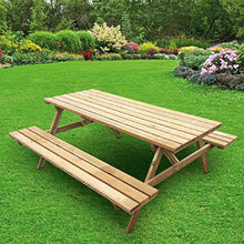 Eco picnic - tavolo da giardino in legno impregnato con panche incorporate tavolo da picnic 6 posti made in italy