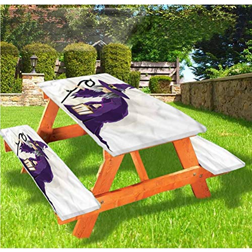 LEWIS FRANKLIN Tenda da doccia con tavolo da picnic e panchina, tovaglia con bordo elastico, 60 x 72 cm, set da 3 pezzi per tavolo pieghevole