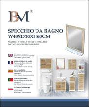 BM 4006 Specchio da Bagno con Mensola, MDF, W48*D10*H60cm, Bianco/ Legno Grano