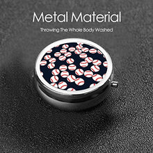 Scatola rotonda per medicina portatile, mini pillole in metallo, dispenser per pillole, borsa da tasca, regalo da viaggio, baseball