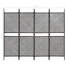 E E-NICES Paravento a 4 Pannelli in Polyrattan Marrone 240x200 cm