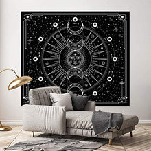 Sun Moon Tapestry Wall Hanging Stars Space Psychedelic Arazzo da parete in bianco e nero per camera da letto Decorazione della parete di casa,150 x 200cm