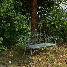 zenggp Panca da Giardino con Braccioli Posti A Sedere da Giardino in Metallo Sedia da Giardino Rustica Vintage,Green