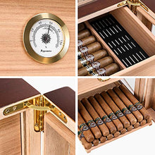 AP.DISHU Sigari da Tavolo Scatole Humidor Scatola di Sigari con Igrometro E Umidificatore Legno di Cedro della Spagna (Valigable Cigar Collection Box)