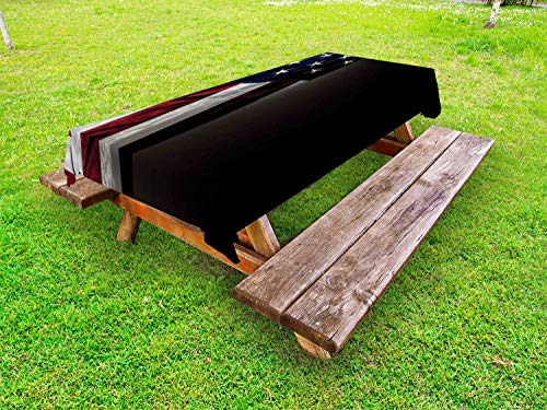 ABAKUHAUS Stati Uniti d'America Tovaglia da Esterno, Americana Proud Bandiera del Paese, Tovaglia da Picnic Lavabile Decorativa, 145 cm x 305 cm, Charcoal Grey Night Blue
