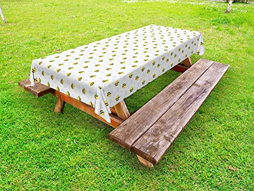 ABAKUHAUS Ape Tovaglia da Esterno, Pungenti Animali Nuvole, Tovaglia da Picnic Lavabile Decorativa, 145 cm x 305 cm, Giallo Baby Blue