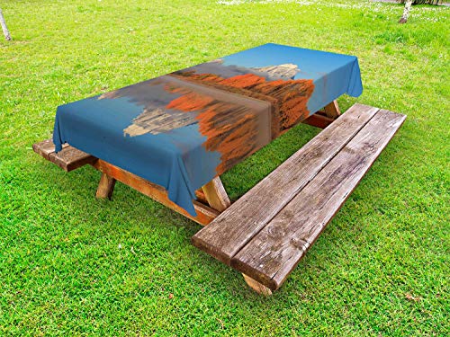 ABAKUHAUS Autunno Tovaglia da Esterno, Grand Teton Parco Pioppo tremulo, Tovaglia da Picnic Lavabile Decorativa, 145 cm x 265 cm, Multicolore