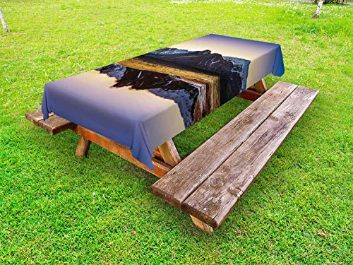 ABAKUHAUS Montagne Tovaglia da Esterno, Inverno Vista sul Lago, Tovaglia da Picnic Lavabile Decorativa, 145 cm x 265 cm, Multicolore