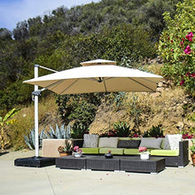 PURPLE LEAF 300 X 300 cm Doppio Top Deluxe Ombrellone Quadrato da Patio Offset Ombrello Appendibile da Esterno Ombrello da Mercatino Ombrellone da Gardino, beige