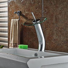 nchant - Rubinetto miscelatore a cascata in vetro per lavabo, stile contemporaneo, cromato lucido