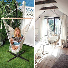 Chihee Sedia Amaca Super Grande Sedia sospesa Corda di Cotone Filato Sedia per Tessitura, Spreader in Legno massello Sedile Largo Pizzo Sedia da Altalena Coperta Giardino Esterno Cortile