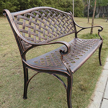 Panchina in Metallo Panca da Giardino per Tempo Libero All'aperto, Panche per Patio in Alluminio Pressofuso Resistenti Alle Intemperie, Panca di Riposo Decorativa per Veranda e Prato-2 Posti