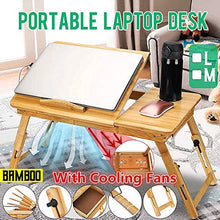 Tavoli da picnic Tavolo pieghevole, natura Bamboo Tavolo per computer portatile Semplice Computer Scrivania con ventilatore per letto Divano Pieghevole Regolabile Scrivania per laptop regolabile sul l