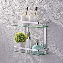 GDFEH Scaffale in Vetro Bagno Scaffale Doccia con Cabina di Alluminio Doccia Rettangolare Bagno Bagno Caddy Carrello Scatolamento Scaffale per Doccia