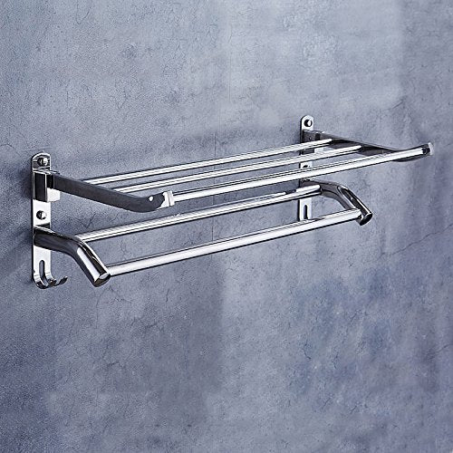 MBYW Portasciugamani da Bagno Doppio Pieghevole Pieghevole in Acciaio Inossidabile 304 a Doppio palo Senza Pugno Bagno WC Cucina portasciugamani portasciugamani, 40 cm, punzonatura Gratuita
