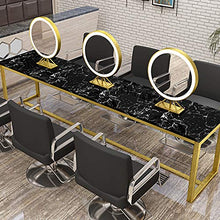 Specchio bifacciale a led dedicato per parrucchiere, specchio da tavolo da barbiere con rete di marea rossa rossa, salone di bellezza con specchio per trucco desktop a doppia faccia,D'oro,Diameter60cm