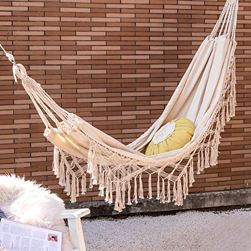 Amaca Amaca Doppia Amaca Portatile In Tela Da Viaggio Picnic All'aperto Sedia Altalena In Legno Campeggio Letto Sospeso Mobili Da Giardino Bianco