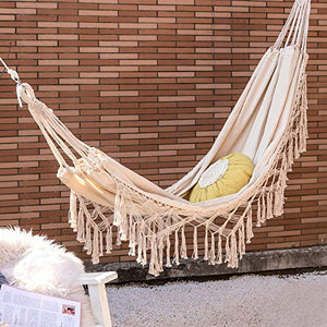 Amaca Amaca Doppia Amaca Portatile In Tela Da Viaggio Picnic All'aperto Sedia Altalena In Legno Campeggio Letto Sospeso Mobili Da Giardino Bianco