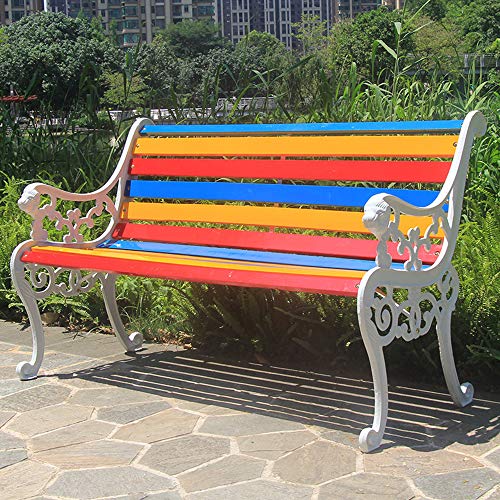 Terrazza Panchina da Giardino Panchina da Esterno,Struttura In Ghisa E Sedile Schienale In Legno Massello Anticorrosivo Panchina Per Il Tempo Libero,Ospita 2-3 Persone，Per Passaggio Balcone / Lavoro