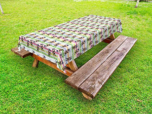 ABAKUHAUS Cartone Animato Tovaglia da Esterno, Patterns Childish Pirata, Tovaglia da Picnic Lavabile Decorativa, 145 cm x 305 cm, Blush Pink
