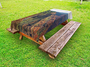 ABAKUHAUS Natura Scena Tovaglia da Esterno, Waipoo Cadute Hawaii, Tovaglia da Picnic Lavabile Decorativa, 145 cm x 265 cm, Zenzero e Verde Salvia