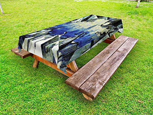 ABAKUHAUS Urban Art Tovaglia da Esterno, New York Triangoli, Tovaglia da Picnic Lavabile Decorativa, 145 cm x 305 cm, Charcoal Grigio Multicolore