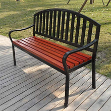Outdoor furniture Panchina da Giardino panchina da Giardino, Robusta Struttura in Metallo e sedili a doghe in Legno massello, Poltrona da Giardino Resistente alle intemperie da 140 cm