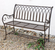 Panca Romina 90507 in Metallo Panca da Giardino Panca-Seduta Panca-Suolo 2 sedute 110cm Marrone