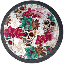 Halloween Rose Sugar Skulls Pomelli per Porta Set di 4 Pomelli per Mobili Manopole per Cassetti Cucina Armadio Vetro