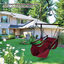 Poltrona Sospesa da Giardino, Sedia Pensile Sospesa Amaca a Poltrona Sospesa Altalena Trama in Tessuto Regolabile con Portabicchieri Sostegno Trasversale Carico Fino a 150 kg(Rosso)