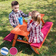 TecTake 800807 Set Tavolo e Panche Bambini in Legno, Arredamento da Campeggio Picnic, Morbidi Cuscini, Giardino Terrazza Esterni - Disponibile in Diversi Colori (Rosso)