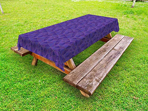 ABAKUHAUS Geometrico Tovaglia da Esterno, Monotono Poligonale Forme, Tovaglia da Picnic Lavabile Decorativa, 145 cm x 265 cm, Indigo Quarzo e Giallo