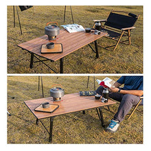 Tavolo pieghevole di riso selvaggio all'aperto, tavolo portatile in lega di alluminio in legno, tavolo barbecue portatile, adatto per cucinare barbecue spiaggia posteriore ospedale,Dark wood grain