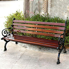 Banco De Jardín, Banco al AIRE Libre, Fácil De Instalar Césped Piscina 120/150/180 Cm Respaldo De Madera Maciza Banco De Metal con 2-3 Asientos, Antioxidante
