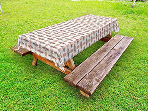 ABAKUHAUS Popolare Tovaglia da Esterno, Bohemien Lascia e Triangoli, Tovaglia da Picnic Lavabile Decorativa, 145 cm x 210 cm, Terra di Siena bruciata Multicolor