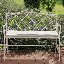 Panchina per terrazza del parco Panchine per il tempo libero all'aperto, Panchina da giardino in ghisa resistente alle intemperie e antiruggine, Panchina da cortile a 2 posti con cesto portaoggetti,