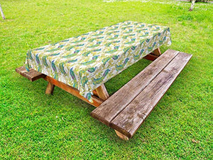 ABAKUHAUS Pavone Tovaglia da Esterno, Uccelli Vivid sulle filiali, Tovaglia da Picnic Lavabile Decorativa, 145 cm x 210 cm, Multicolore