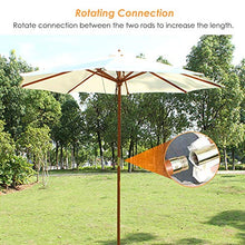 ERLAN Ombrellone da Giardino Ombrellone da 2,7m Ombrellone da Giardino Prato Deck, Ombrello da Tavolo da Mercato All'aperto con 8 Robuste Stecche e Palo di Legno, Beige (Size : Ø 2.7m/9ft)