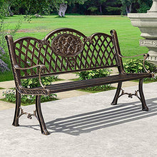 Panchina per Terrazza da Parco Panchina per Tempo Libero, Retro Panca da Giardino in Alluminio Pressofuso Resistente Alle Intemperie, Panchine da Giardino Decorative Cortile e Portico, Panca 2-3 Pos