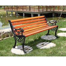 Sedia da giardino in ghisa per panchina da giardino, Sedili a doghe in legno massello resistenti alle intemperie e alla corrosione, Panca per il tempo libero con mobili in legno duro per esterni