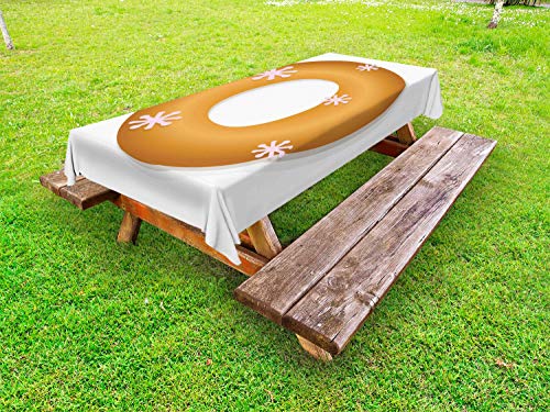 ABAKUHAUS Christmas Alphabet Tovaglia da Esterno, O Lettera Cookie, Tovaglia da Picnic Lavabile Decorativa, 145 cm x 210 cm, Ginger White And Baby Pink