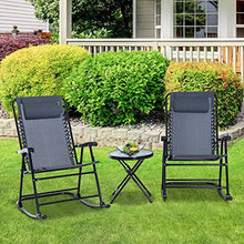 Outsunny Set Tavolino e Sedie da Giardino Pieghevoli e a Dondolo per Esterno, Balcone, Terrazzo, Grigio