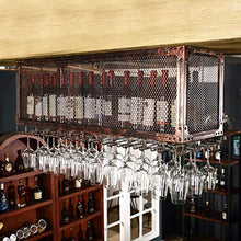 ZYLZL Wine Rack,Wall-Mounted,Bar, Restaurant, Wine Bottle Rack,Ceiling Hanging S Bronze Vintage Style Bar Rack Goblet Stemware Racks Grid Storage Holder,100×35×45Cm