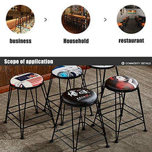 Sedia da ufficio,Sgabello alto da bar con design rotondo, altezza 65 cm (25 pollici), cuscino in pelle artificiale con struttura in ferro, vernice spray nera, utilizzato in ristoranti, bar, caffè, r