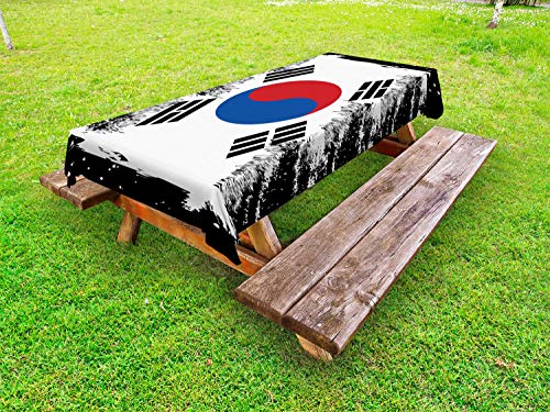 ABAKUHAUS Bandiera Coreana Tovaglia da Esterno, Nazione, Tovaglia da Picnic Lavabile Decorativa, 145 cm x 210 cm, Khaki Caramel