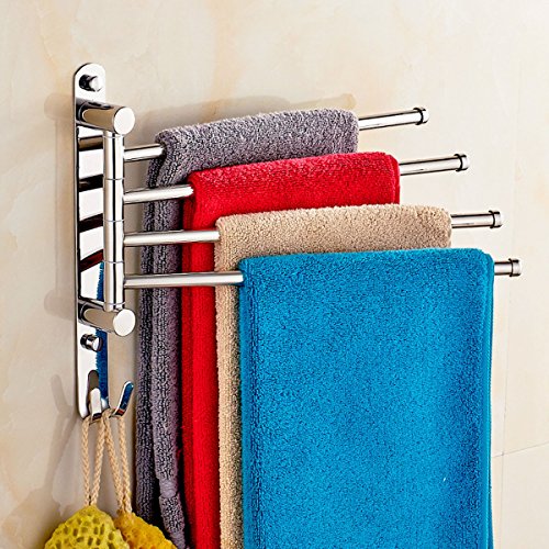 MBYW Portasciugamani Alto carico Portasciugamani Elegante da Bagno Mensola portaoggetti Portasalviette Girevole in Acciaio Inox 304 a Specchio Mobile portasciugamani Girevole, Quattro Colpi