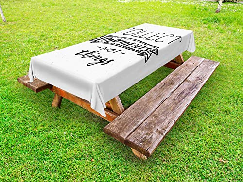 ABAKUHAUS Detto Tovaglia da Esterno, Monochrome Layout Dire, Tovaglia da Picnic Lavabile Decorativa, 145 cm x 265 cm, Charcoal Grey Bianco
