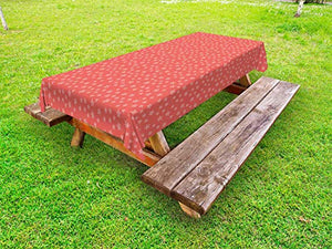 ABAKUHAUS Geometrico Tovaglia da Esterno, Ripetitivo Xmas Stars, Tovaglia da Picnic Lavabile Decorativa, 145 cm x 210 cm, Salmone Scuro e Bianco